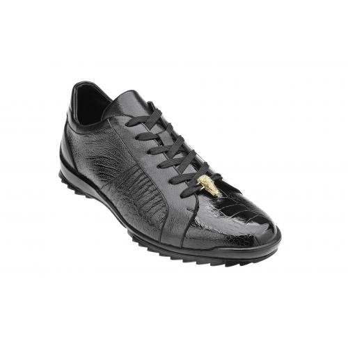 Belvedere "Arena" Black Genuine Ostrich / Soft Calf Casual Sneakers 3309